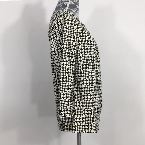 Talbots Black & White Printed Faux Wrap Blouse - Picture 2 of 9